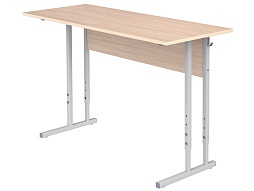 Стол школьный 2-местный 4-6 г/р регулируемый (дуб "Молочный", м/к серый, квадратная труба)