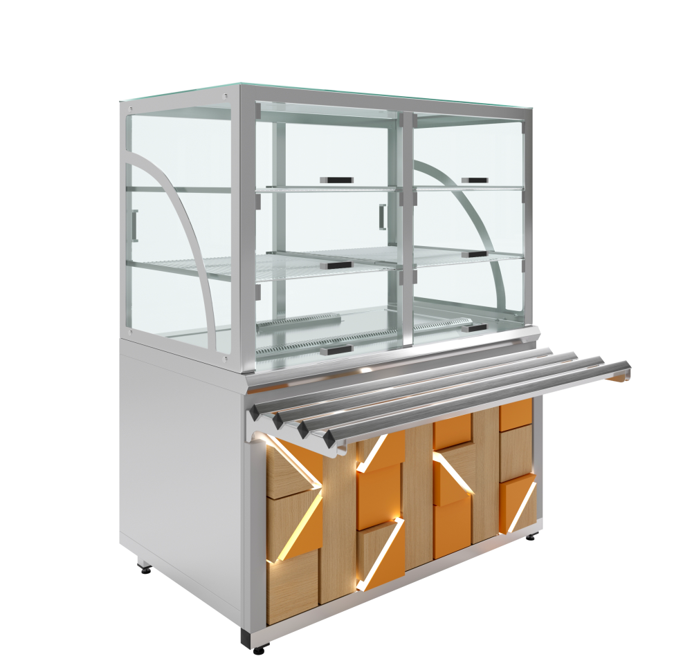 Прилавок холодильный Junior Luxstahl ПХК (С)-1200 Premium (нерж.)