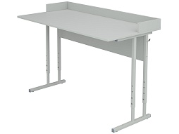 Стол для кабинета физики с бортом регулируемый 4-6 г/р СТФрб1.46-С.С (серый, м/к серый, квадратная труба)