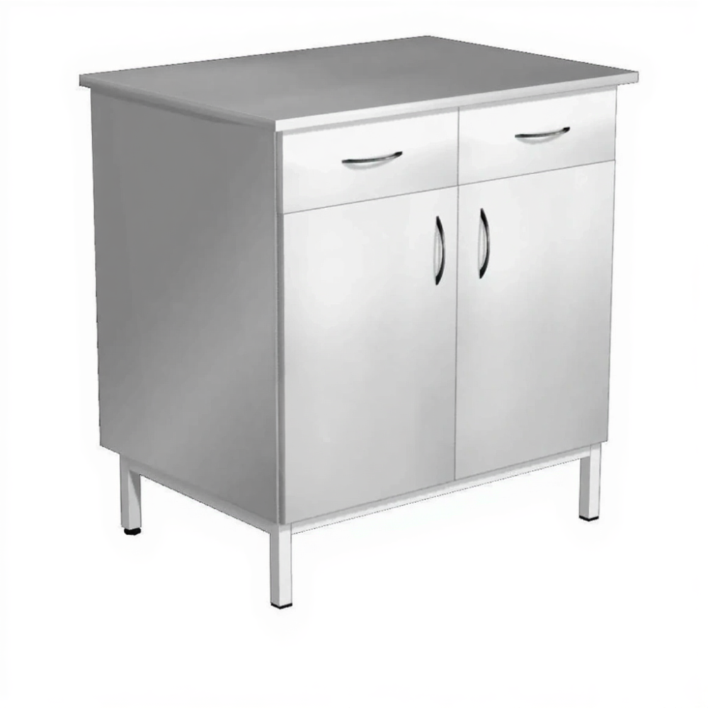 Тумба стационарная металлическая СЛМ-4.2 (столешница сталь, каркас белый)