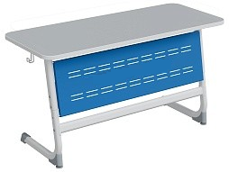 Стол 2-местный школьный 3-5 г/р "Логика" с перфорированным экраном (серый/синий, м/к белый)