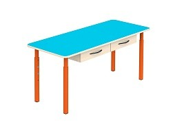 Стол детский 2-местный с ящиками "цветной" регулируемый 1-3 г/р