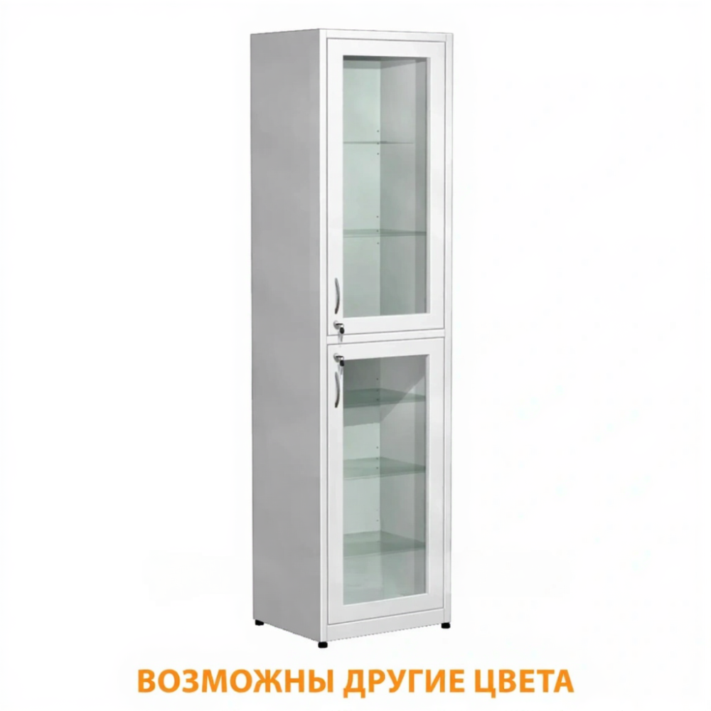 Шкаф для медикаментов в металлической рамке (стекло) ШМп-4.1 (белый)