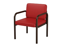 Диван-кресло 600х610х430/775 мм 880.1-КР (обивка - винилискожа красный, м/к черный, круглая труба)