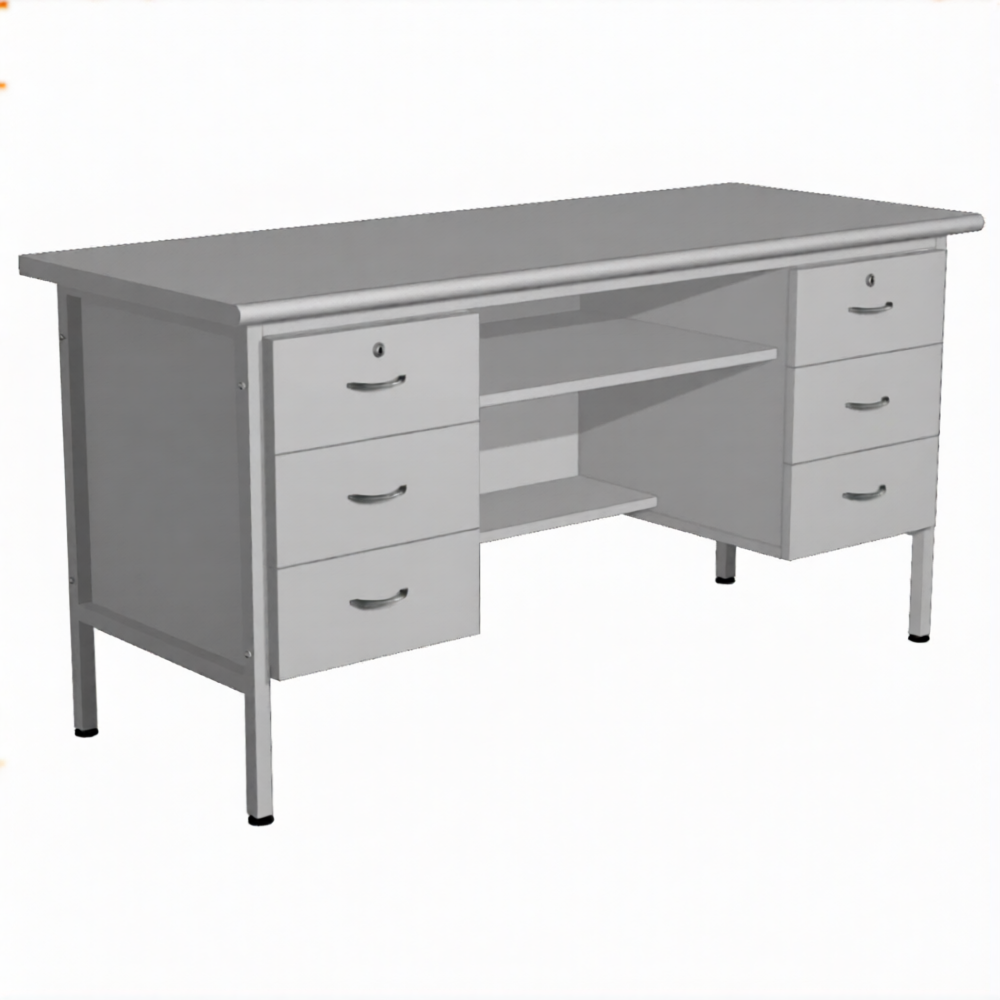 Стол лабораторный СЛ-110 с 2-мя тумбами (1500х600х750) (постформинг серый, каркас серый)