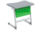 Стол 1-местный школьный 3-5 г/р "Логика" PL с наклоном столешницы 0-15° и перфорированным экраном (серый/зеленый, м/к белый)