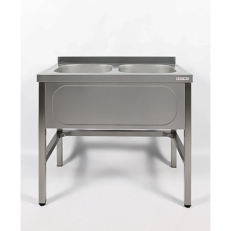 Ванна моечная двухсекционная цельнотянутая с бортом ВМЦ-2/10/7-Б