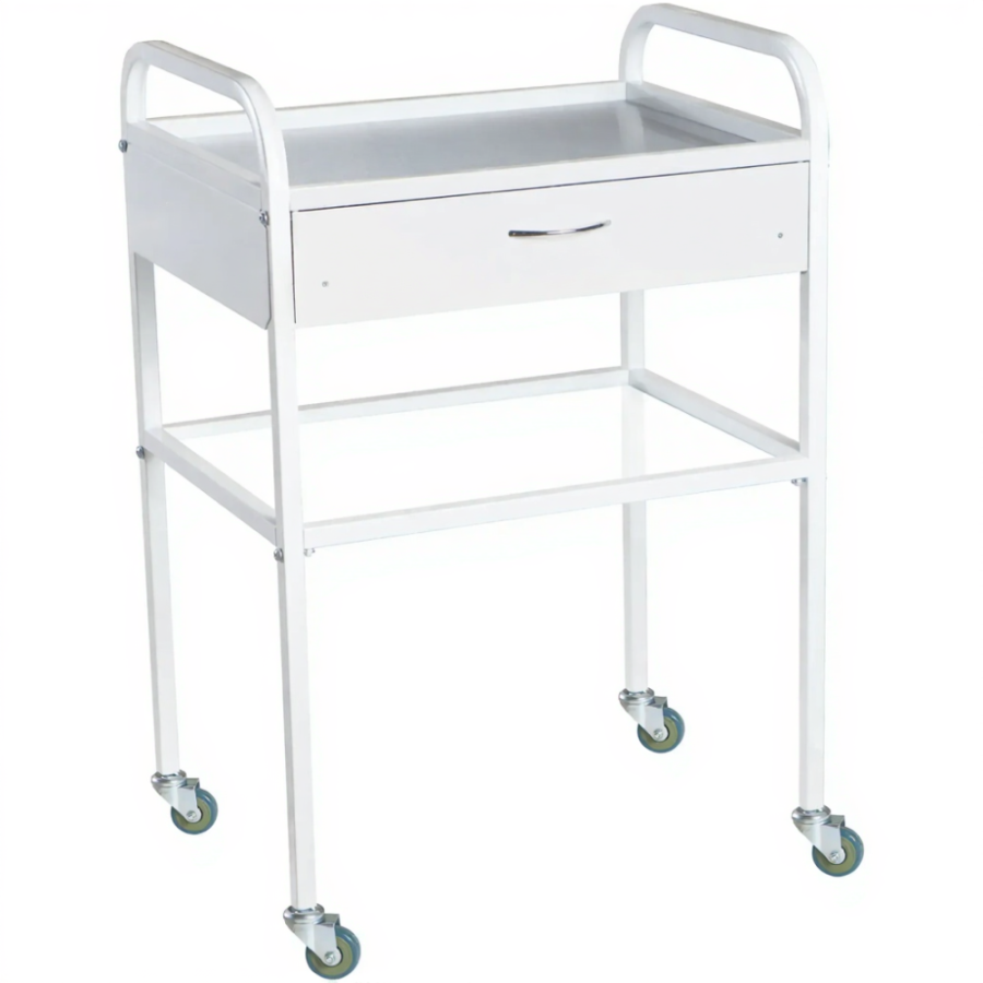 Столик медицинский инструментальный СМИ-02-01 (полки металл, колёса серая резина)