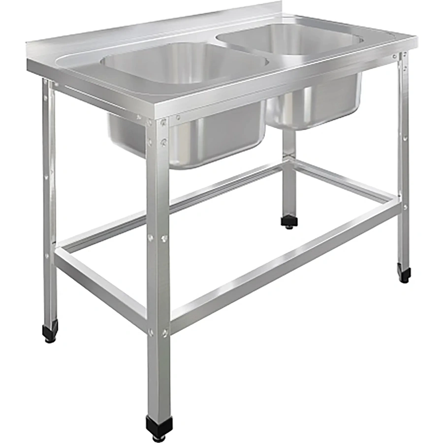 Ванна моечная двухсекционная цельнотянутая с бортом и обвязкой ВМЦ-2/12/7-БО-ЭЦ