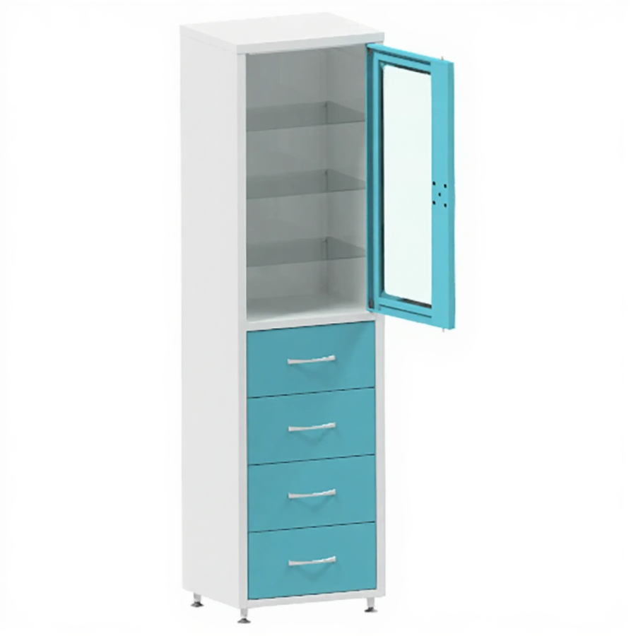 Шкаф медицинский двухсекционный одностворчатый с ящиками ШМЯ СКБ-1С